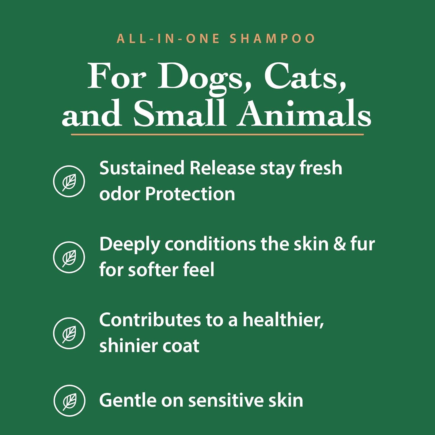 The Ecology Works anti-allergen pet shampoo label closeup shows organic neem extract and biodegradable claims.