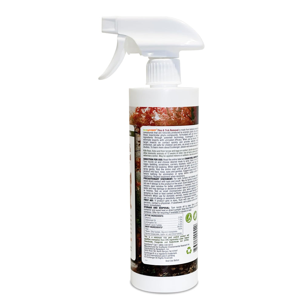 EcoVenger spray on a dog's coat provides flea and tick control