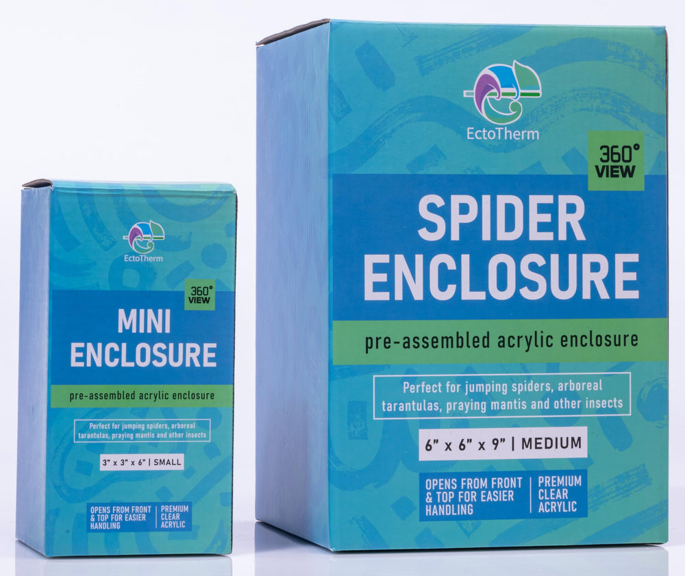 EctoTherm jumping spider enclosure durable acrylic emphasizes 360-degree viewing and rugged build.