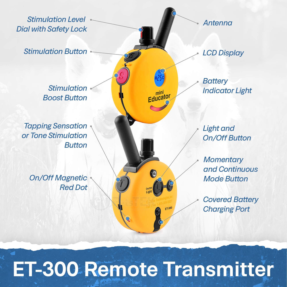 Educator ET-300 waterproof collar and remote built for rain and mud.