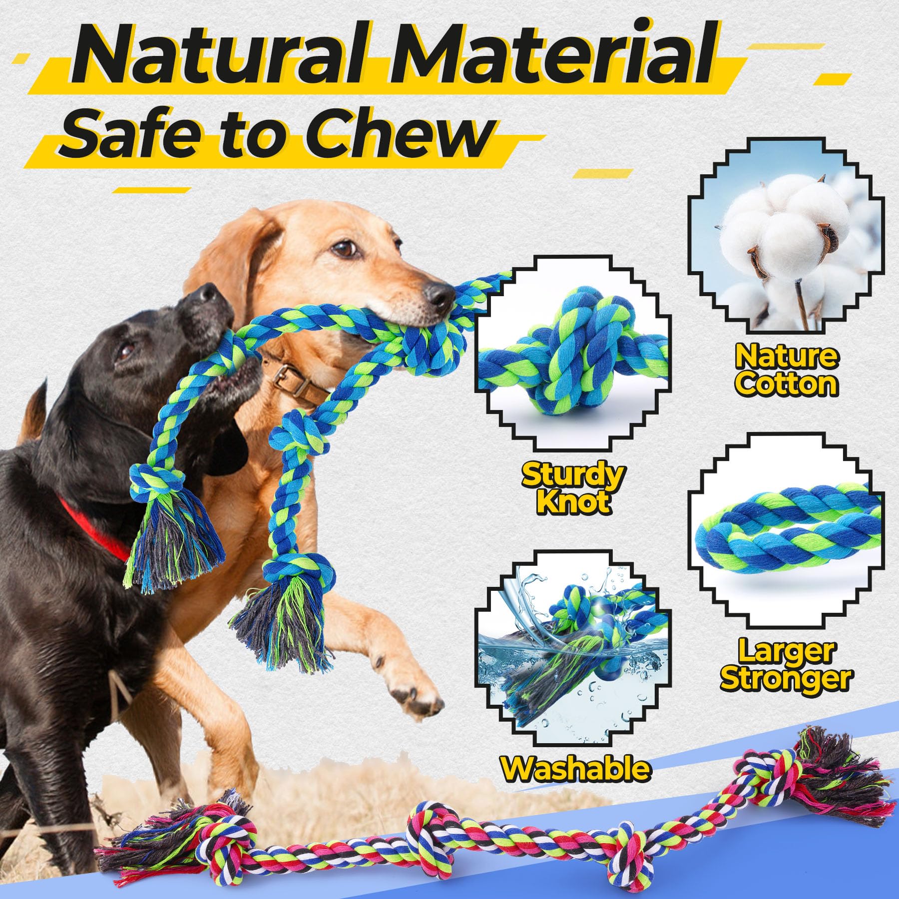 Eefitoys cuerdas resistentes, dos opciones para jugar y morder con seguridad.