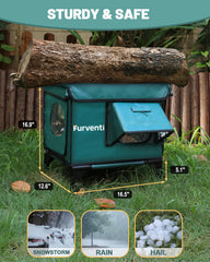 eekkii cat shelter elevated base raises off ground to prevent moisture.