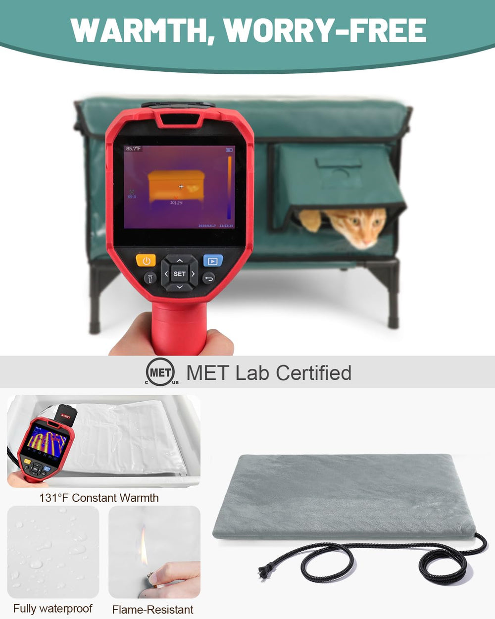eekkii heated cat house easy to assemble and clean for busy caregivers.