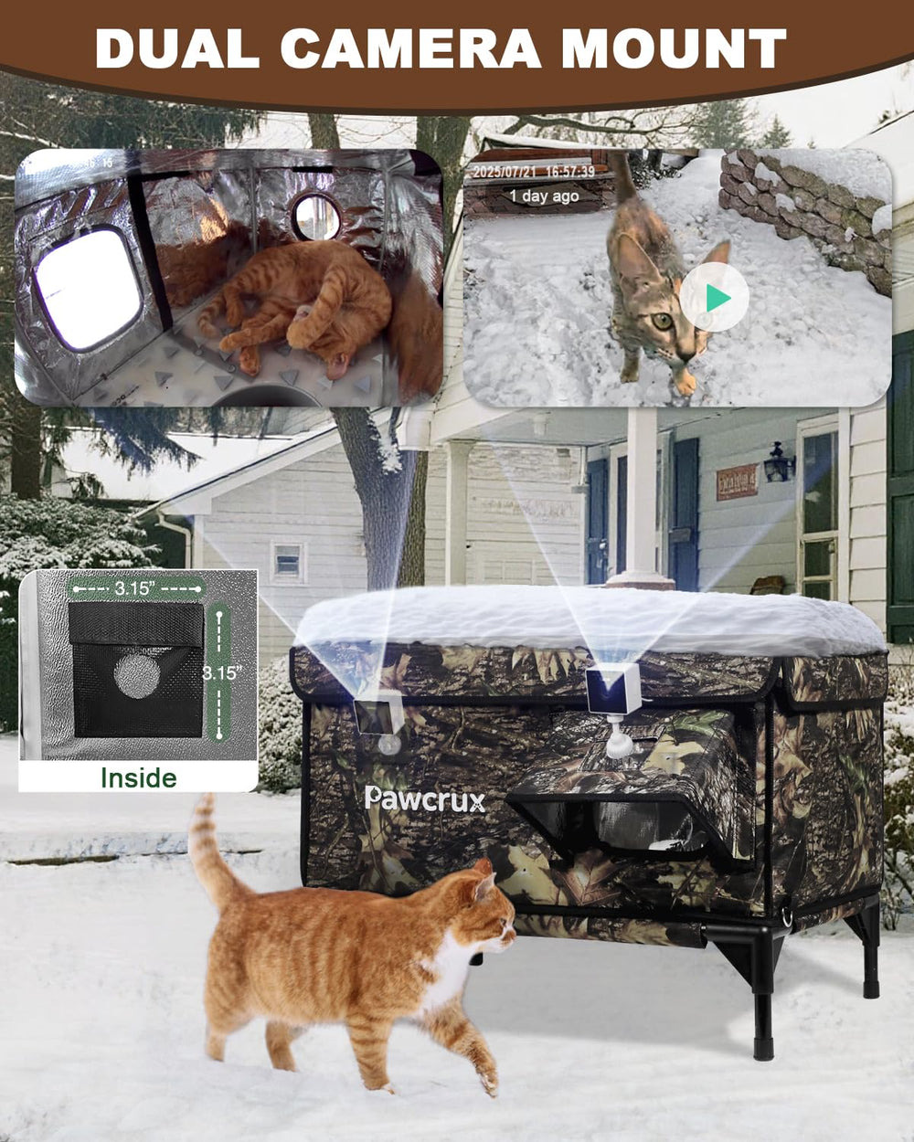 Eekkii heated cat house lift-top lid for easy cleaning