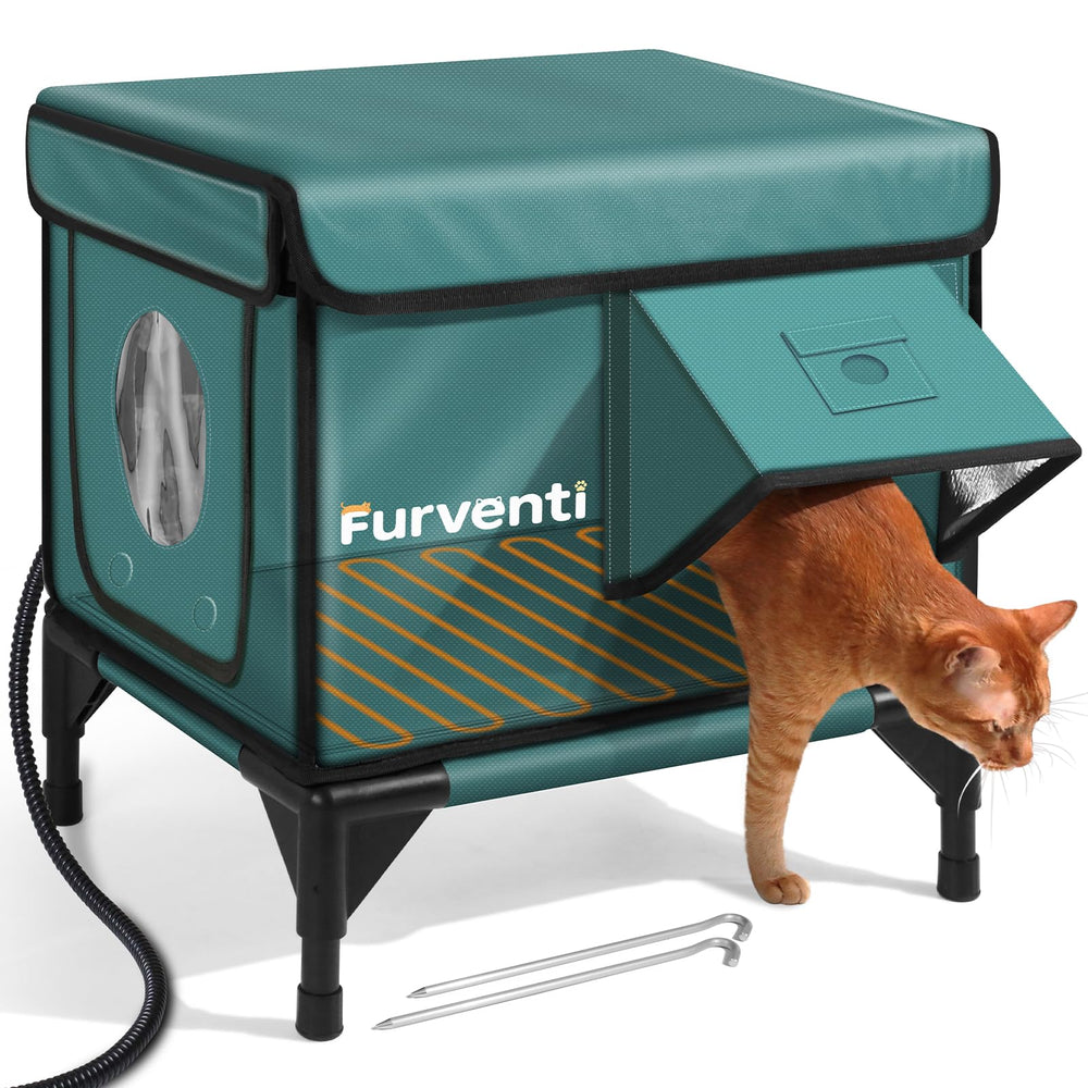 eekkii heated cat house outdoor weatherproof exterior keeps feral cats dry in rain and snow.