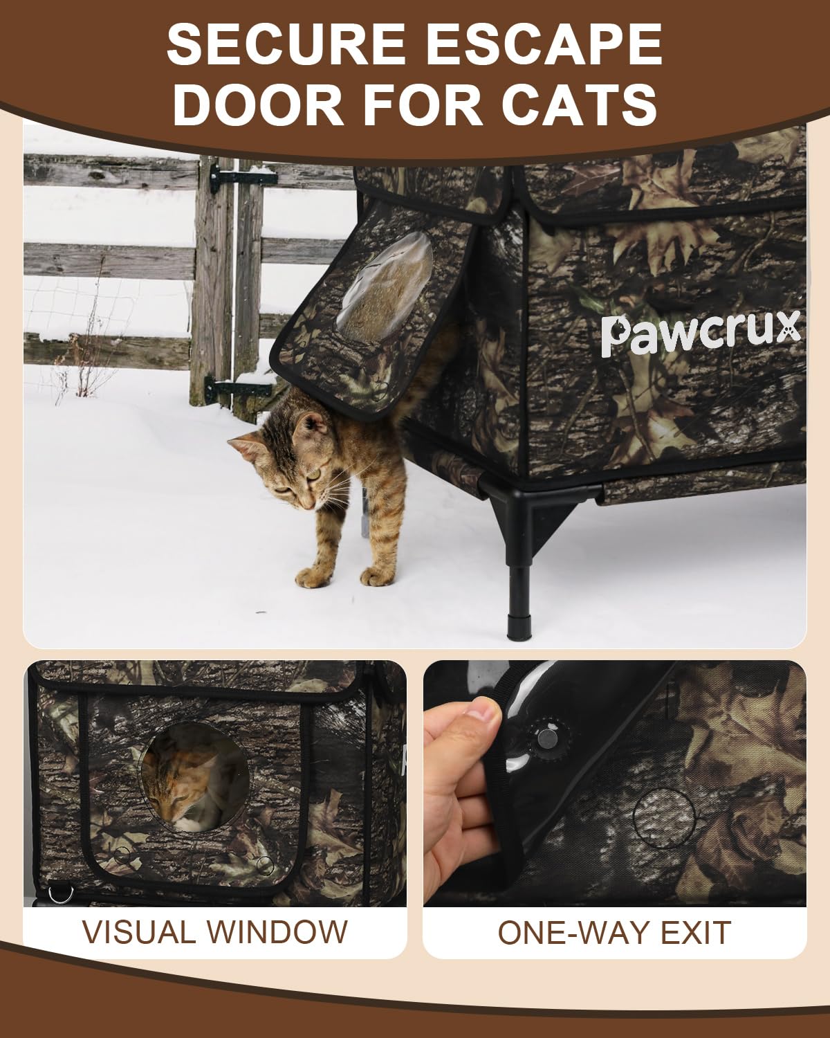 Eekkii heated cat house waterproof material withstands rain and snow