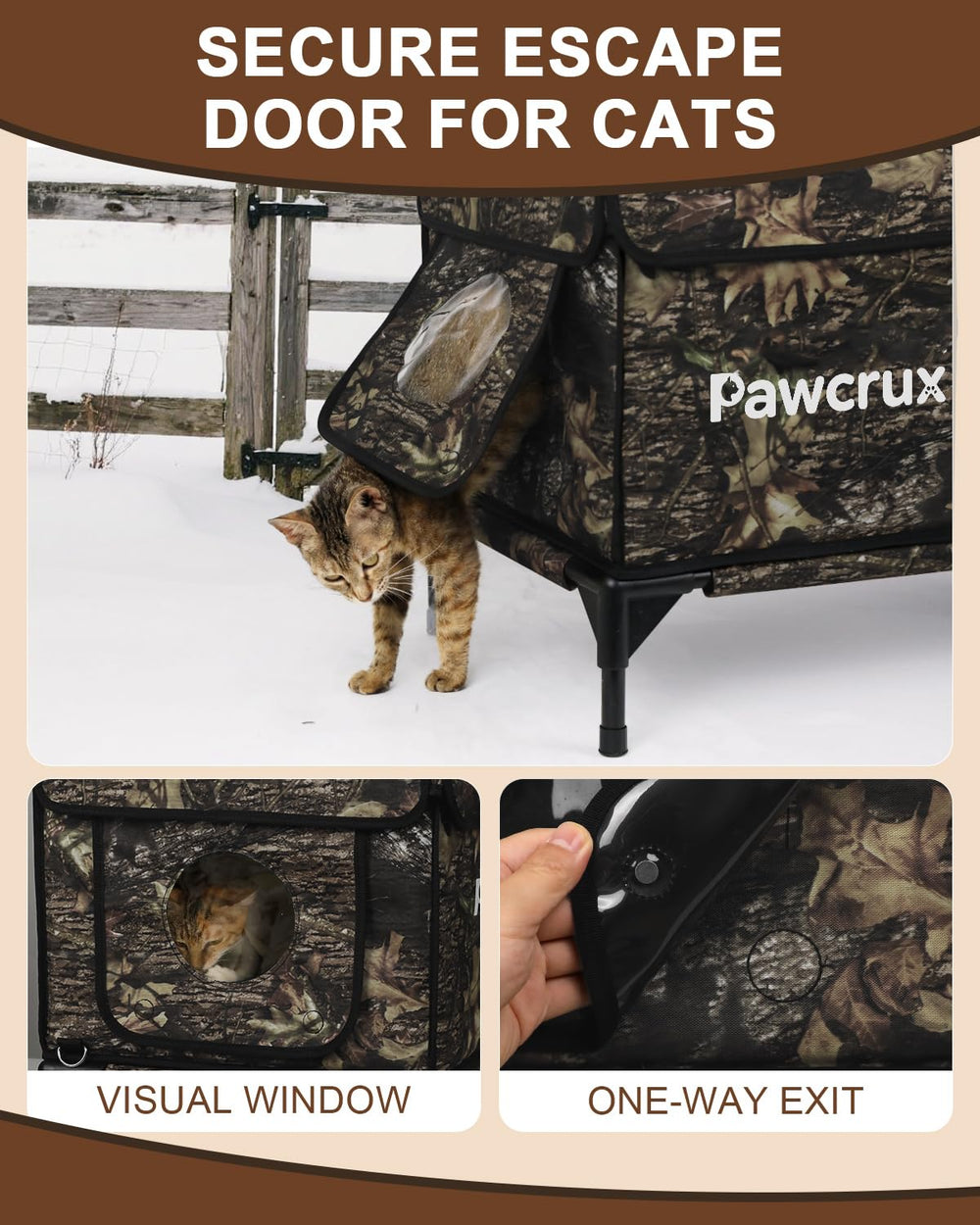 Eekkii heated cat house waterproof material withstands rain and snow
