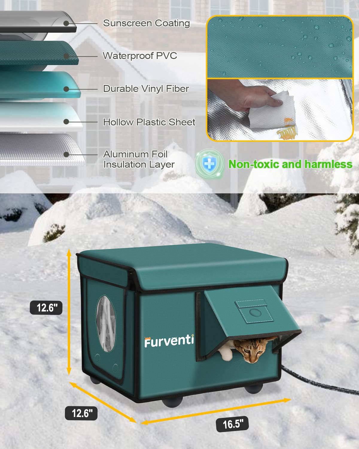 eekkii outdoor cat house insulation five-layer design preserves warmth year round