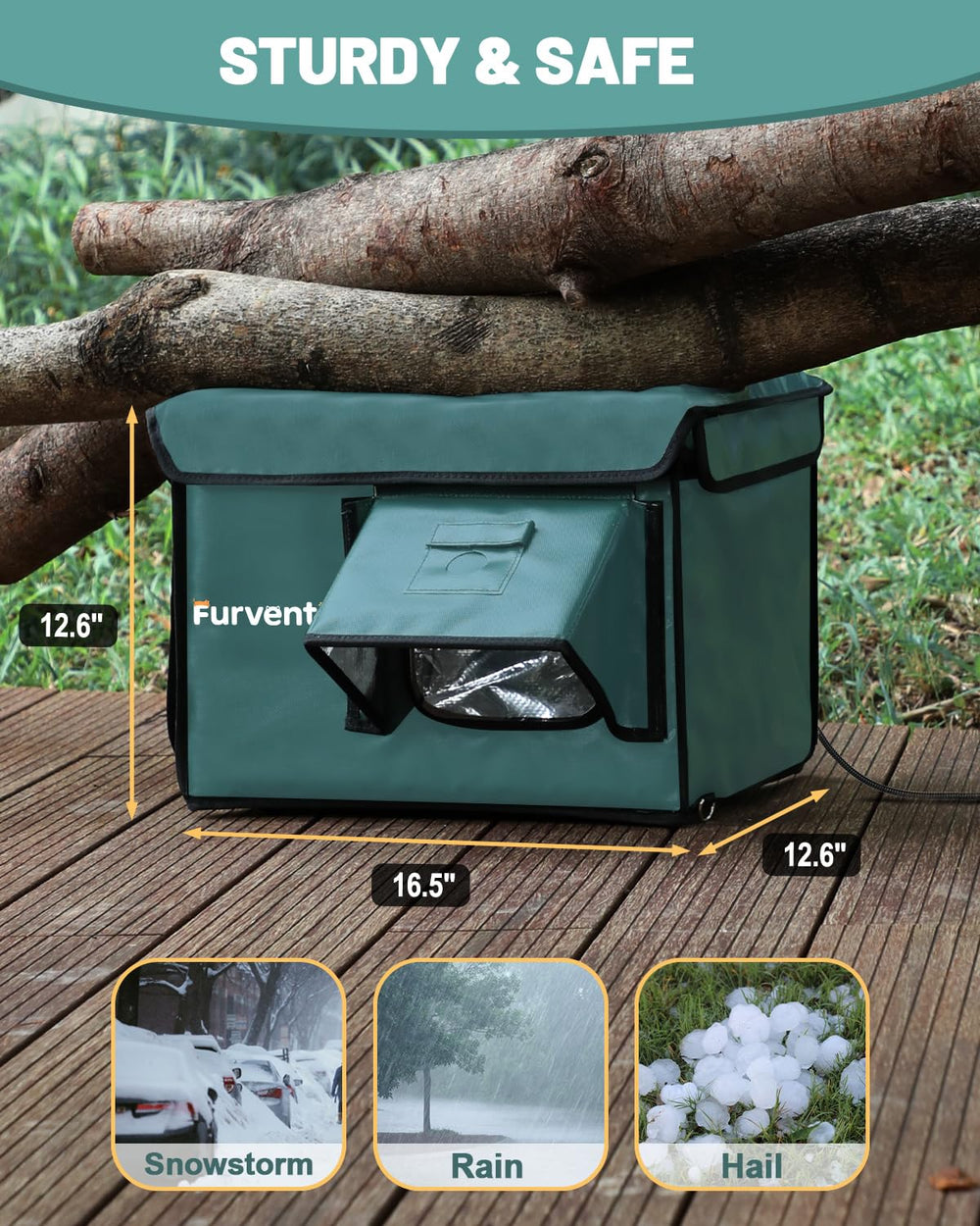eekkii weatherproof cat house features eaves and curtain for rain protection
