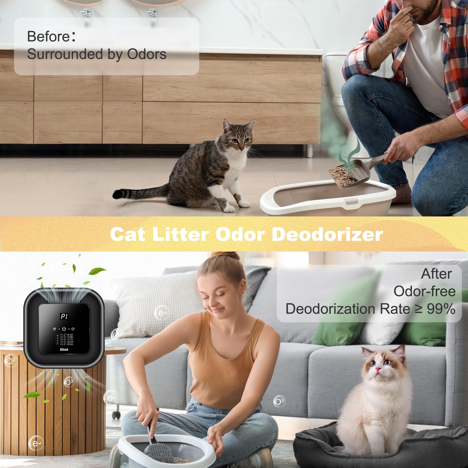 EEland black finish blends with decor while keeping litter areas scent-free