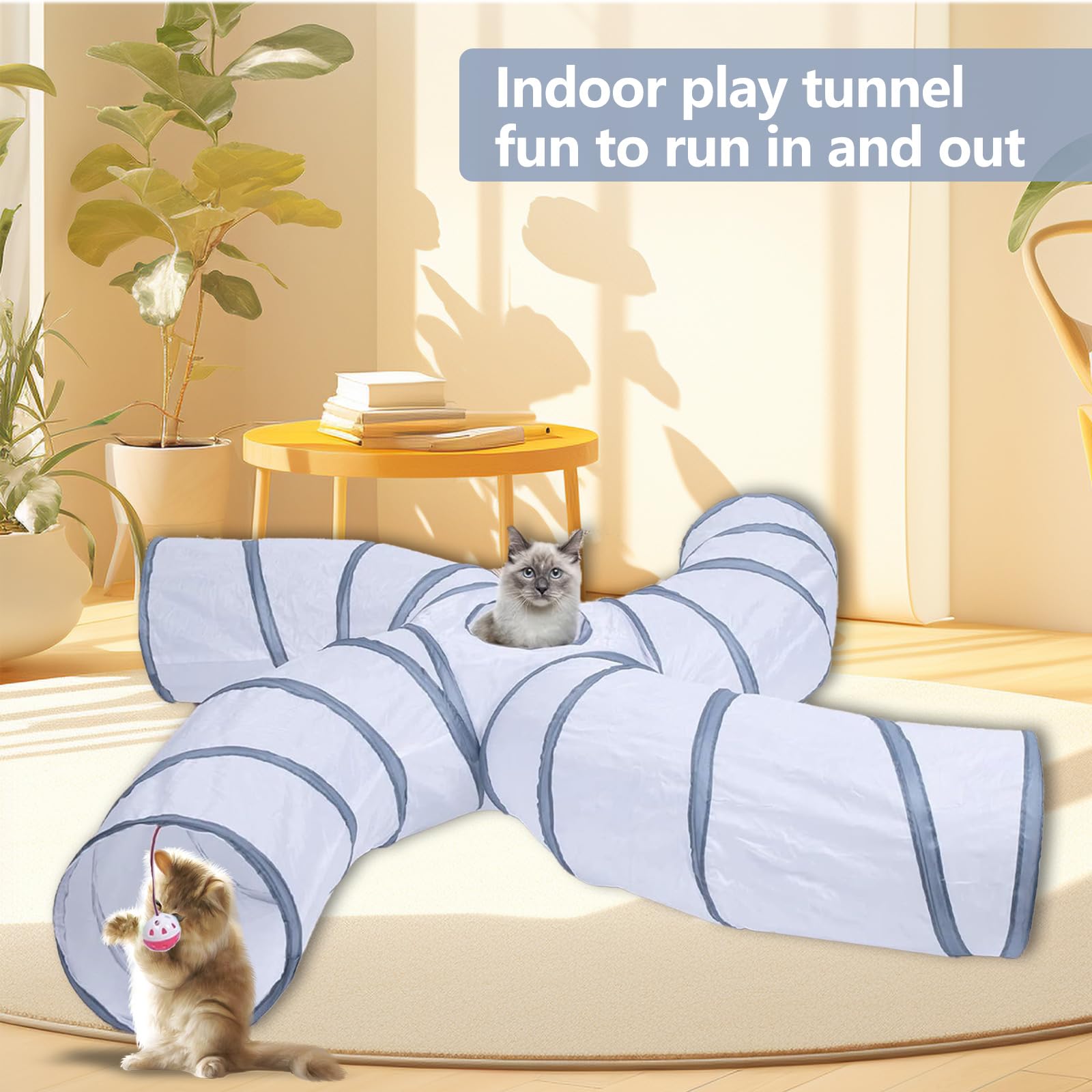 EGETOTA Cat Tunnel S4 4-way entry supports versatile play and hiding spots.