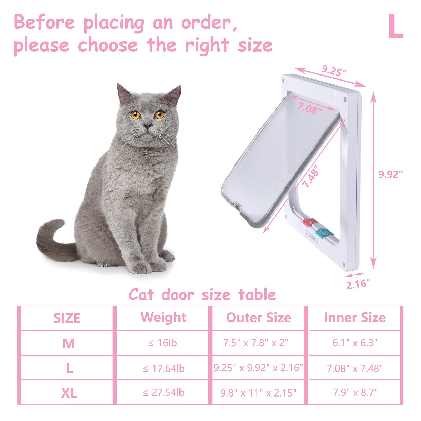 EGETOTA goTeamghjkl cat door flap in weatherproof ABS resists rain and wind for outdoors