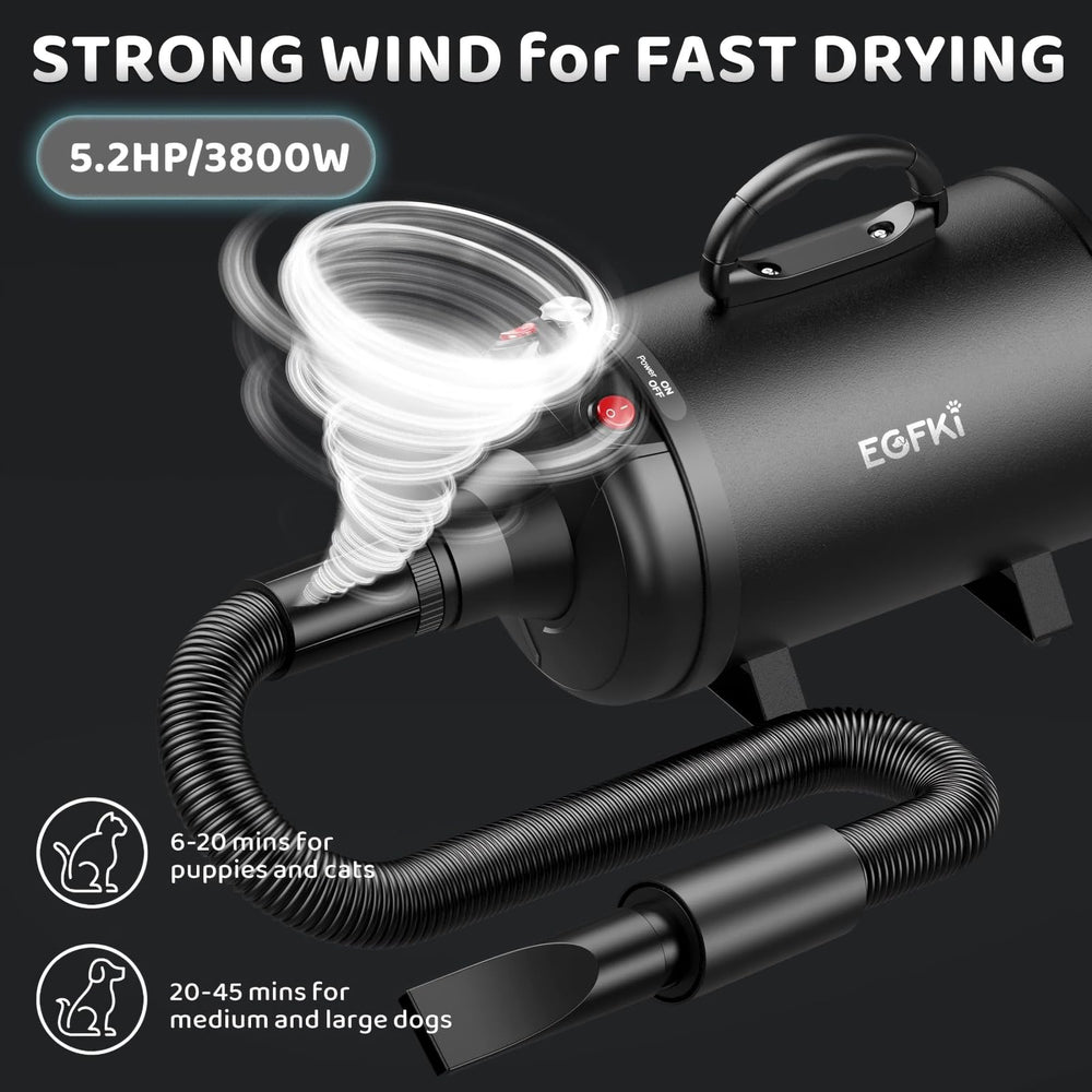 EGFKI Dog-Hair-Dryer with four nozzles for different coat types