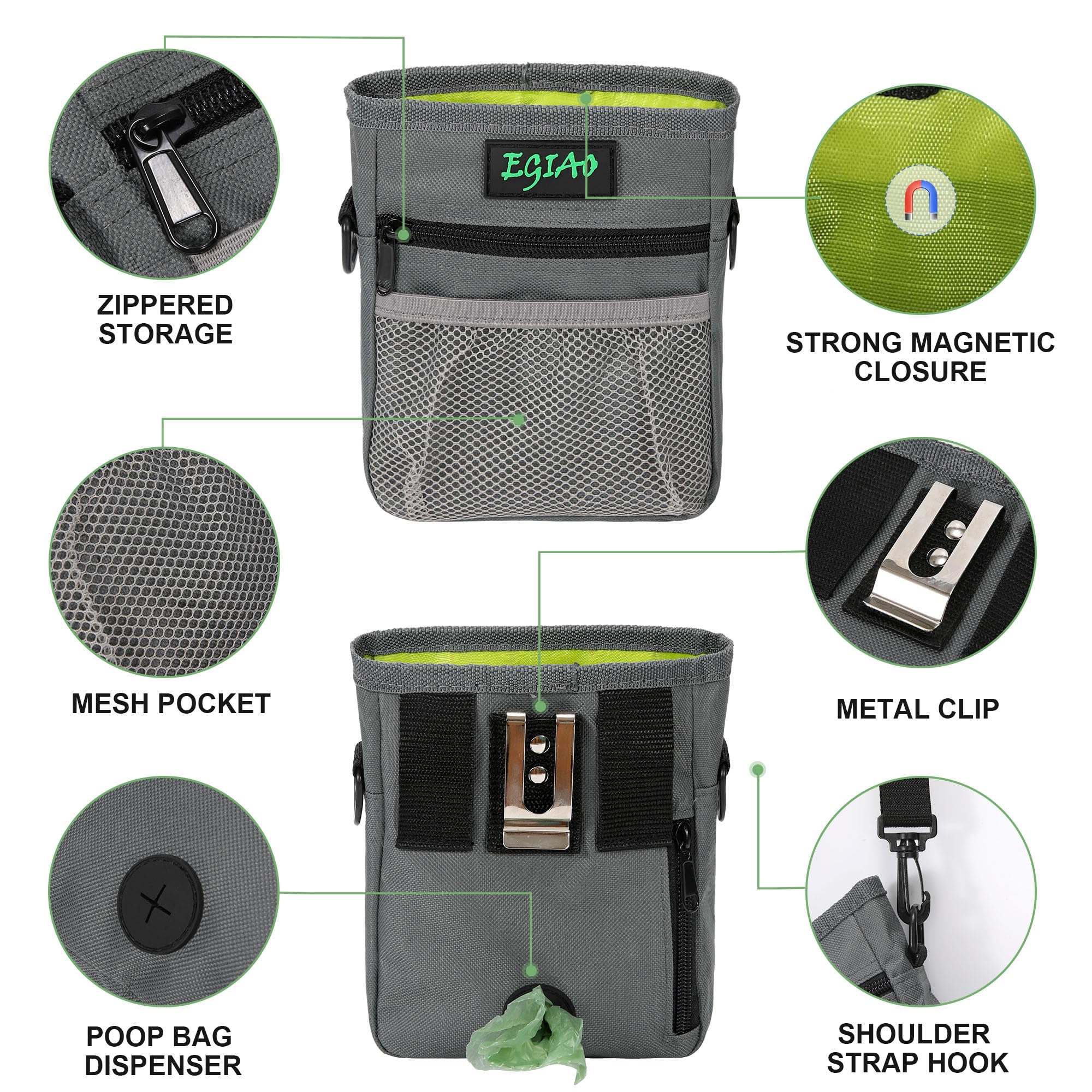 Egiao Multi-pocket Pouch keeps essentials organized during walks