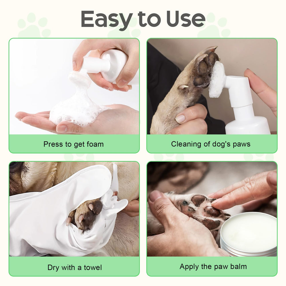 Eglagen Dog Paw Care Kit paw balm image highlighting natural lick-safe ingredients for moisturized paws.