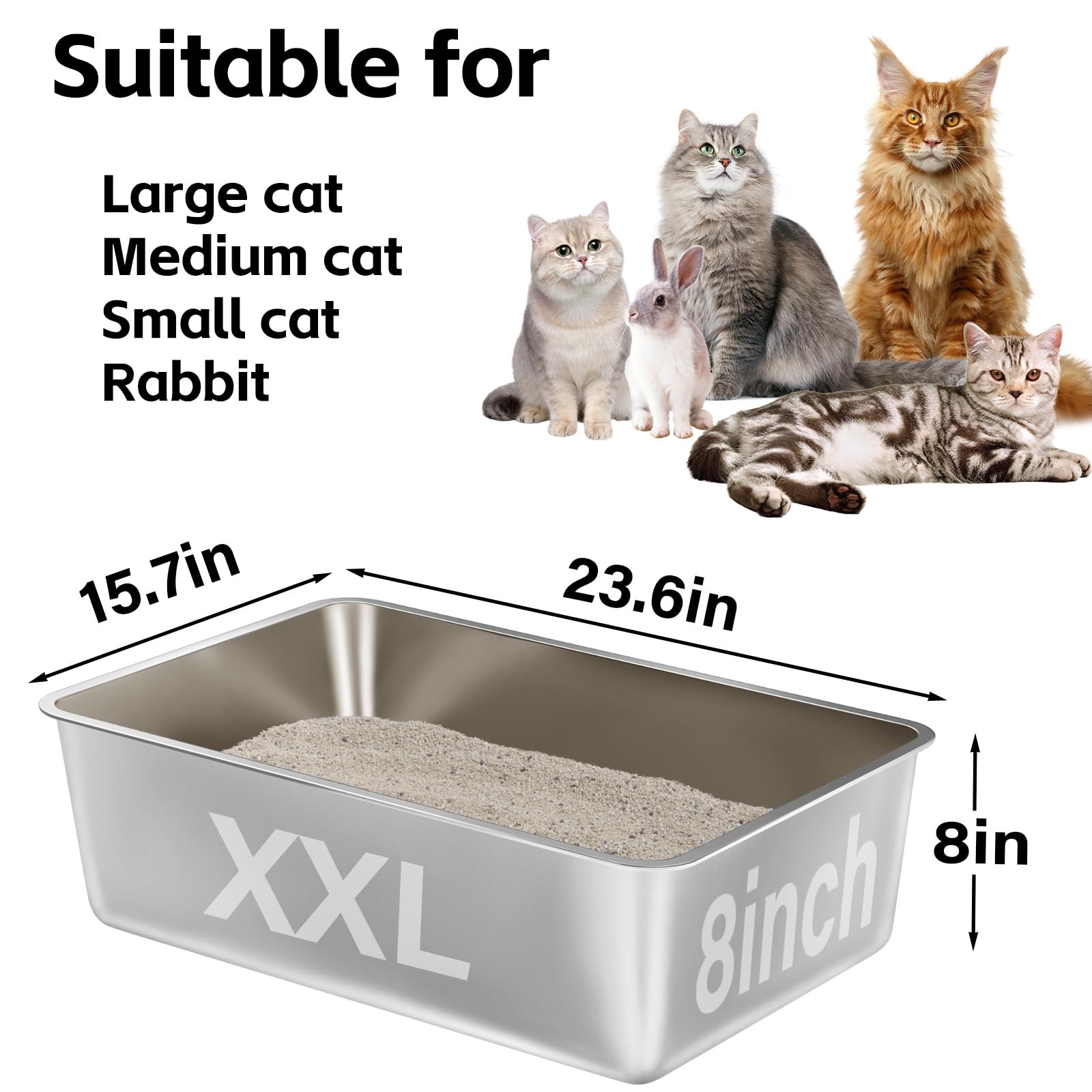 EGMEHOAD litter box easy-clean design allows quick rinse or wipe