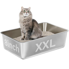 EGMEHOAD stainless-steel litter box XXL dimensions highlight space for large cats