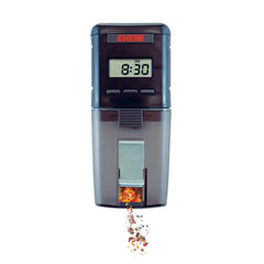Eheim Everyday Fish Feeder LCD programming panel showing up to eight feedings.