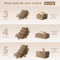 EHEYCIGA 3-step dog stairs perspective view supports small dogs safely.