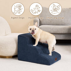 EHEYCIGA 3-step dog stairs indicates 17-inch reach for sofas