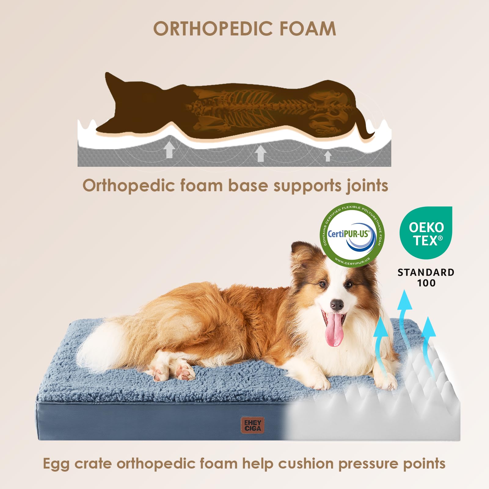 EHEYCIGA bed non-slip bottom stays put on floors.