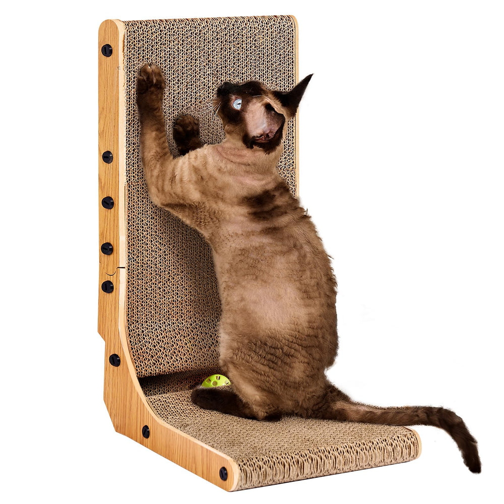 EHEYCIGA cat scratcher 19in L-shape against wall protects furniture while inviting scratches