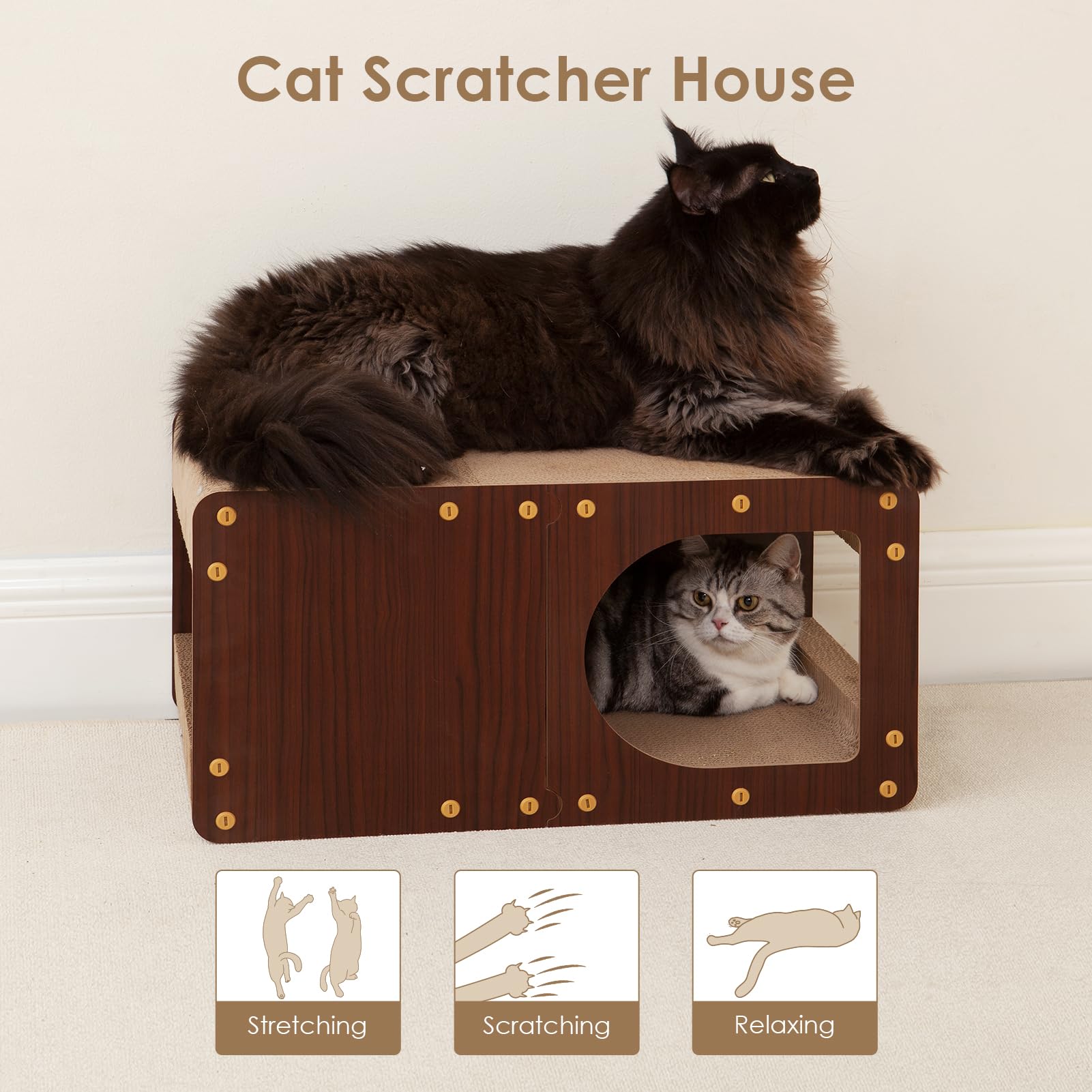 EHEYCIGA 23-inch scratcher house fits indoor spaces and saves furniture.