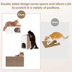 EHEYCIGA Cardboard Cat Scratcher House interior view showing ample scratching surface
