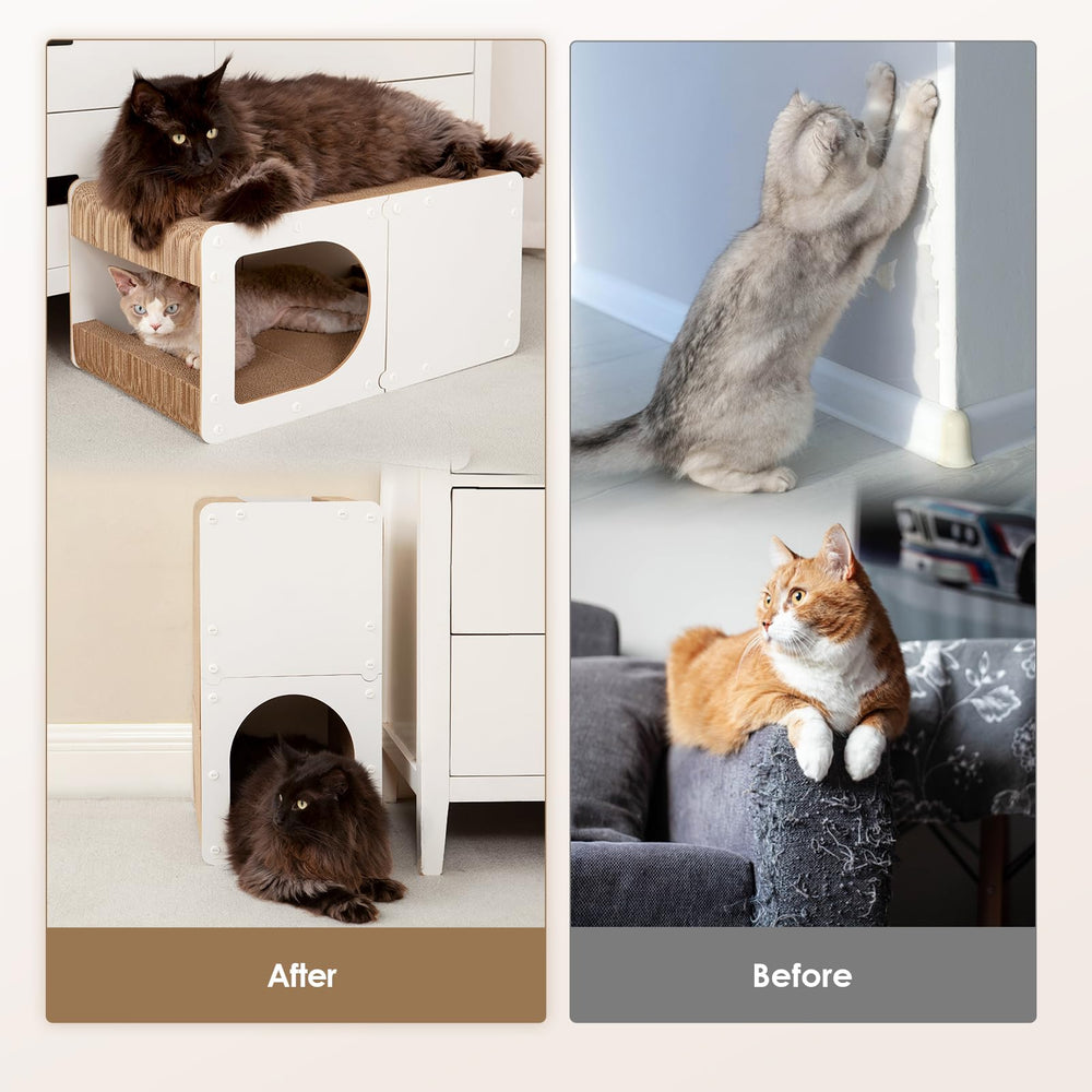 EHEYCIGA Cardboard Cat Scratcher House top view with multi-surface scratching