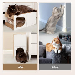 EHEYCIGA Cardboard Cat Scratcher House top view with multi-surface scratching