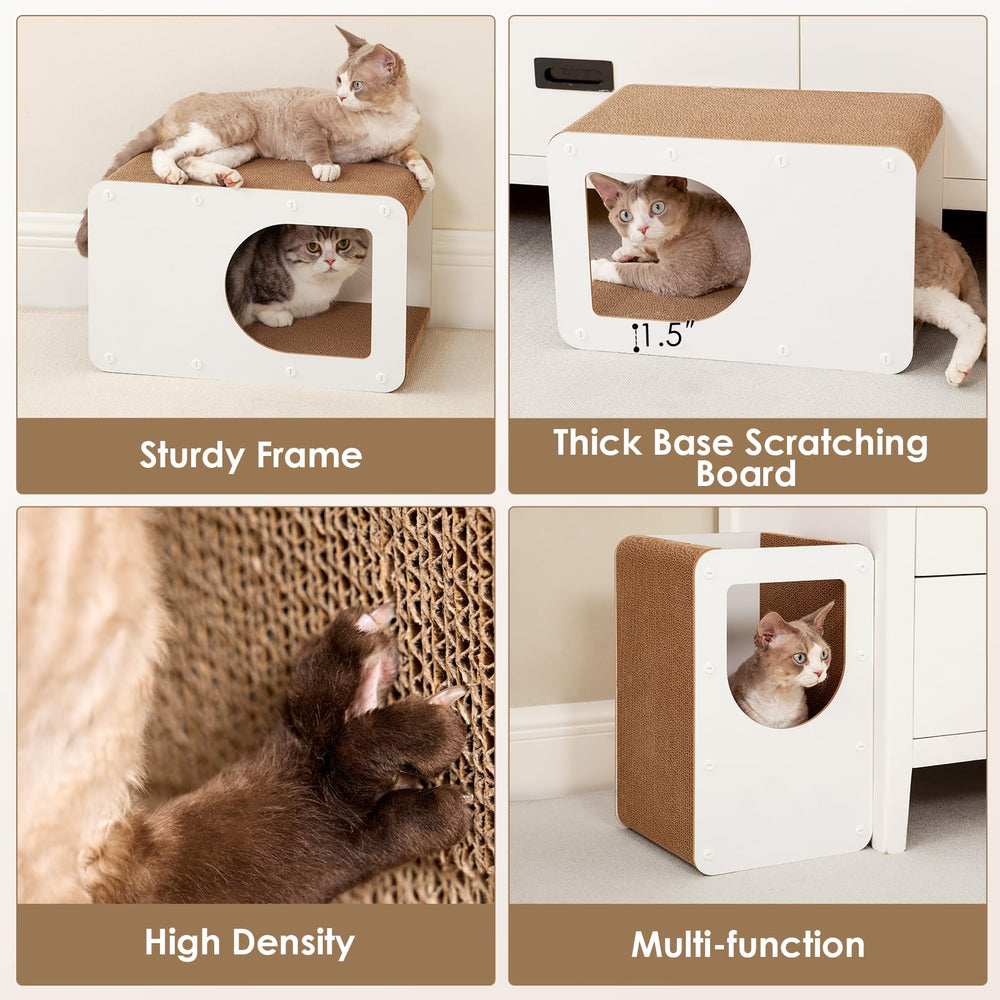EHEYCIGA Cardboard Cat Scratcher House assembled demonstrating stability.