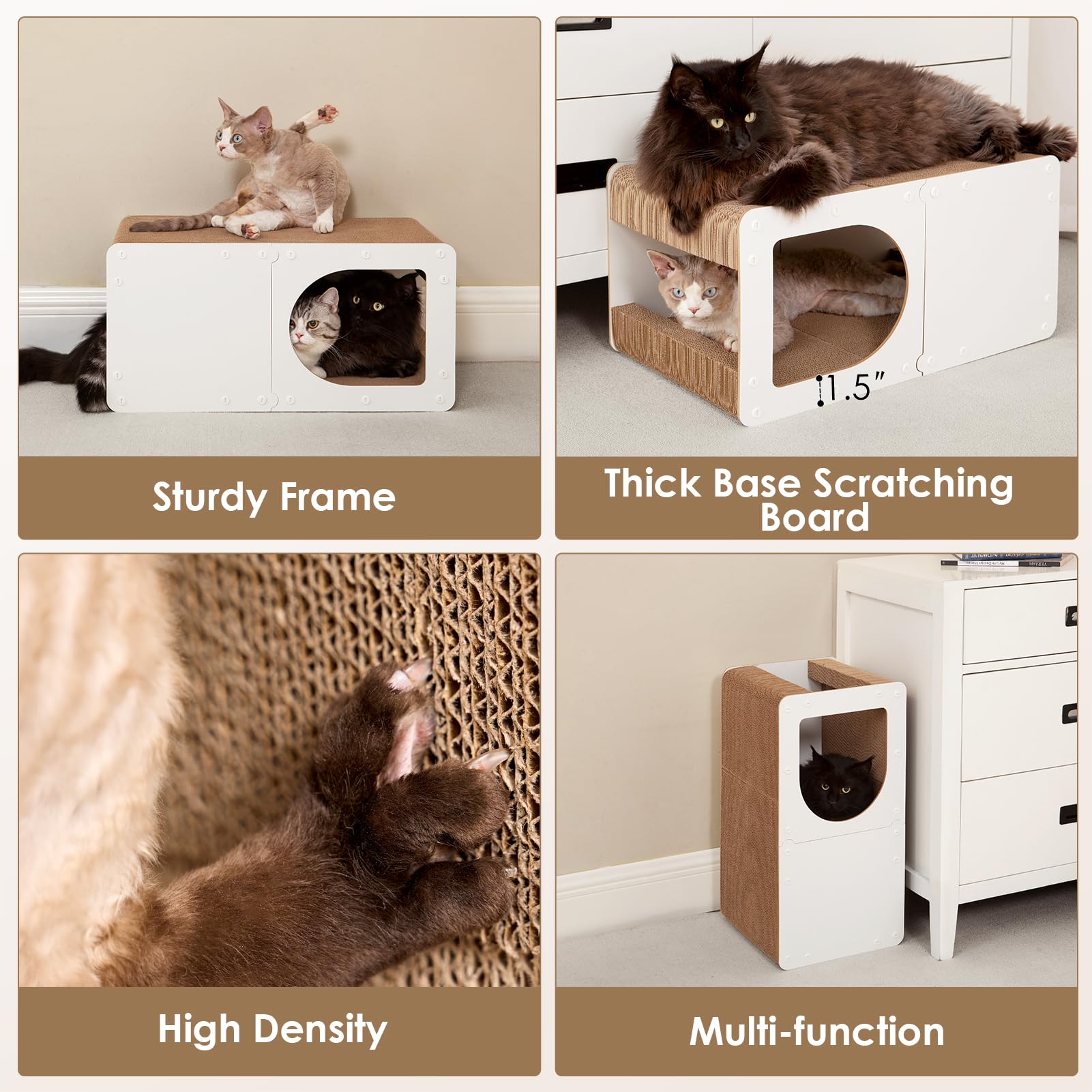 EHEYCIGA Cardboard Cat Scratcher House assembly tools included for quick setup