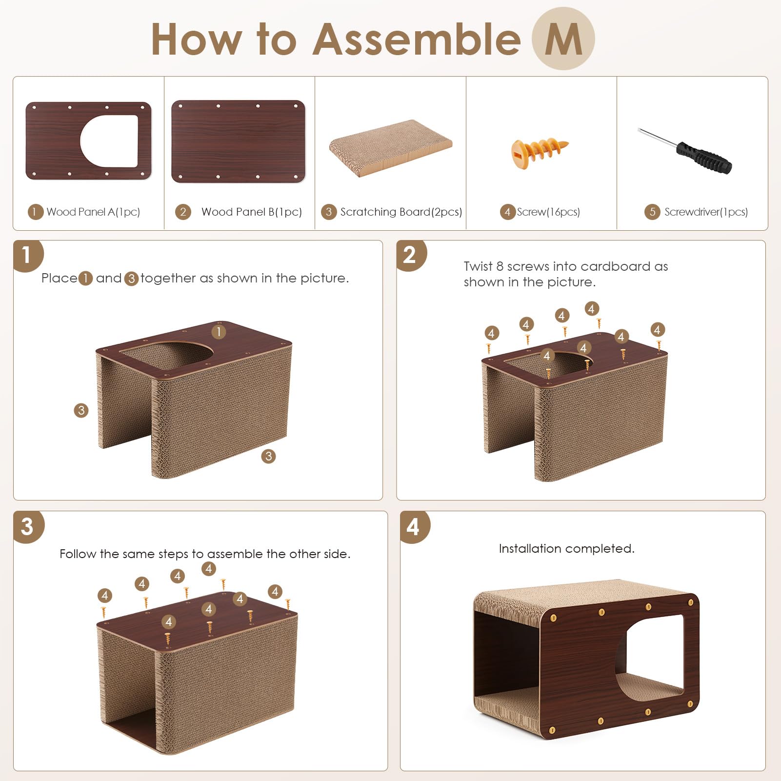 EHEYCIGA cat scratcher house assembly video helps setup.