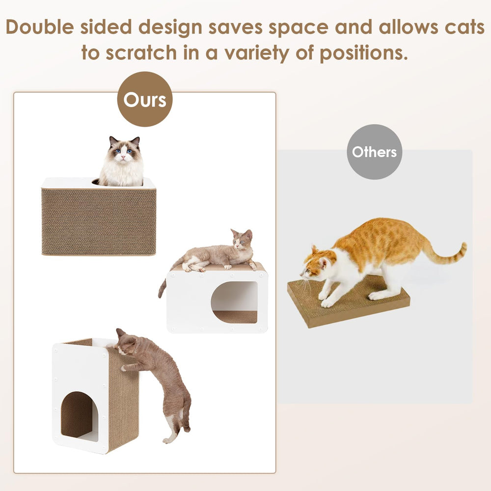 EHEYCIGA Cardboard Cat Scratcher House interior ready for play and lounging.