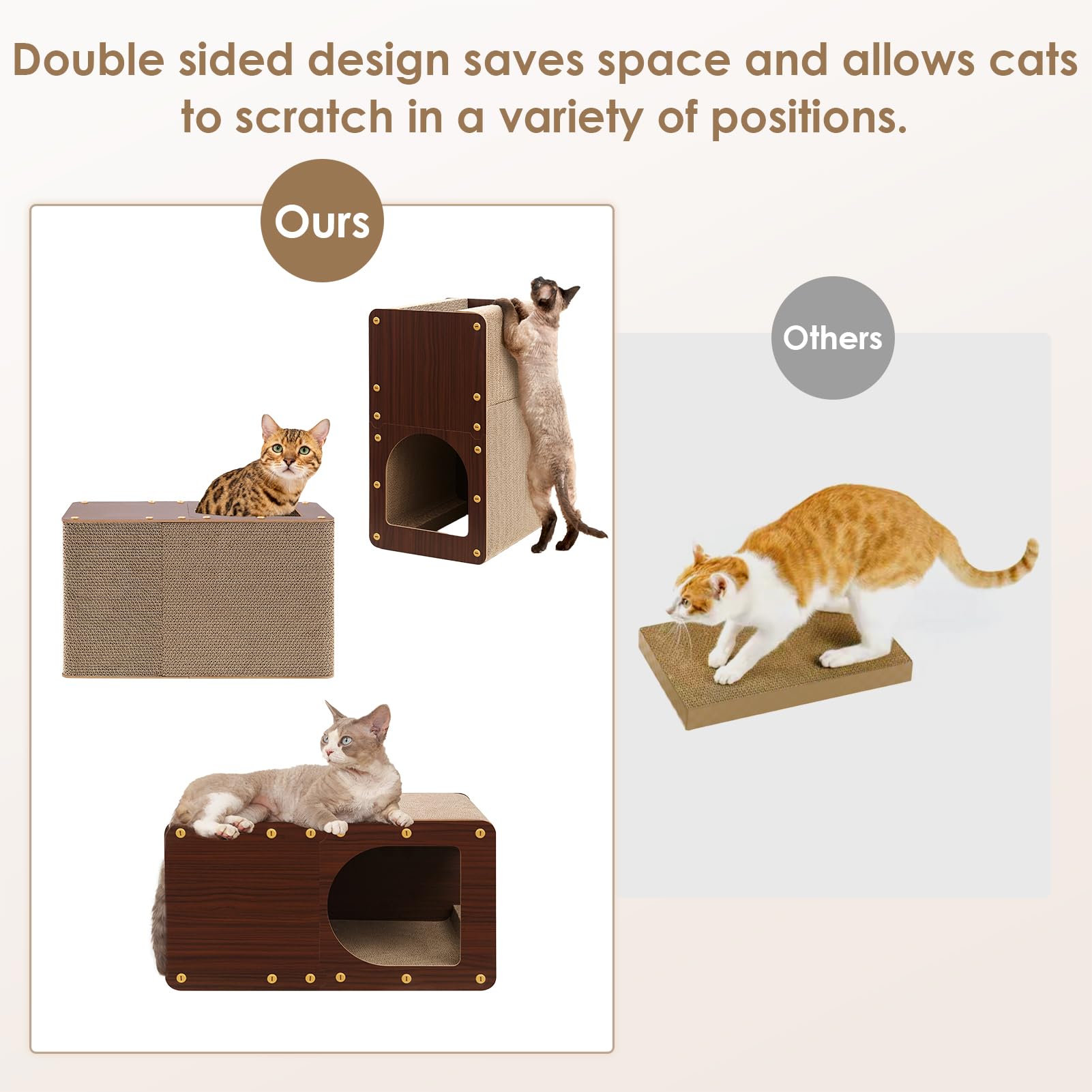 EHEYCIGA Cardboard Cat Scratcher House interior view—lounging space and claws