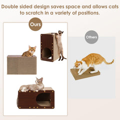 EHEYCIGA Cardboard Cat Scratcher House interior view—lounging space and claws