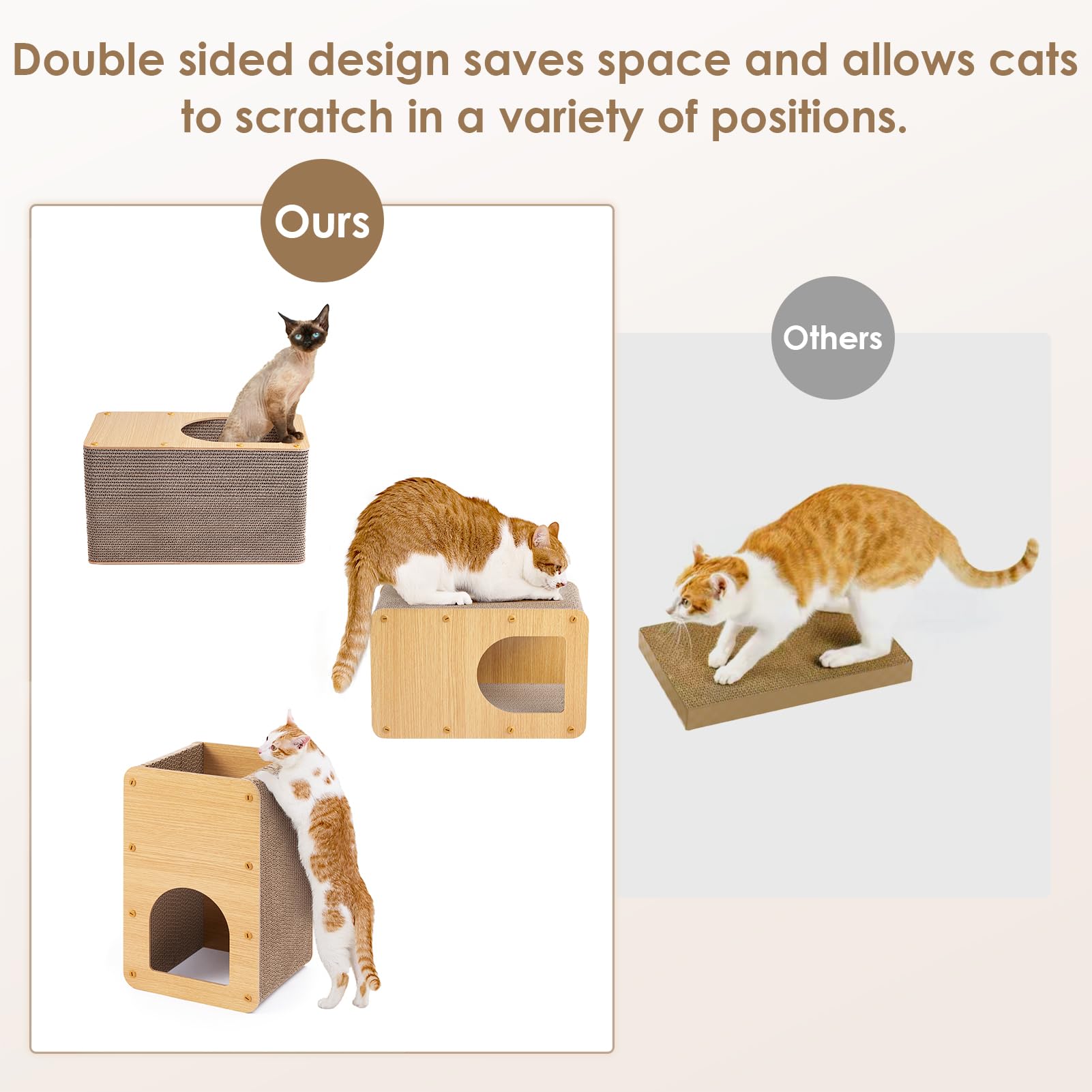 EHEYCIGA cardboard cat scratcher house open-entry shows inviting access for kittens and cats.