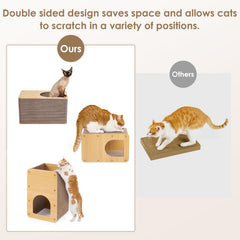 EHEYCIGA cardboard cat scratcher house open-entry shows inviting access for kittens and cats.