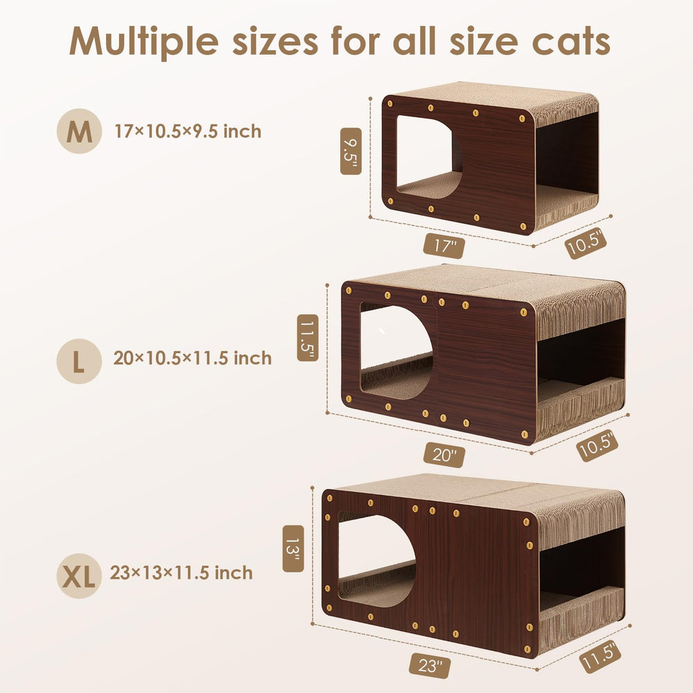 EHEYCIGA cardboard cat scratcher house packaged for easy setup.