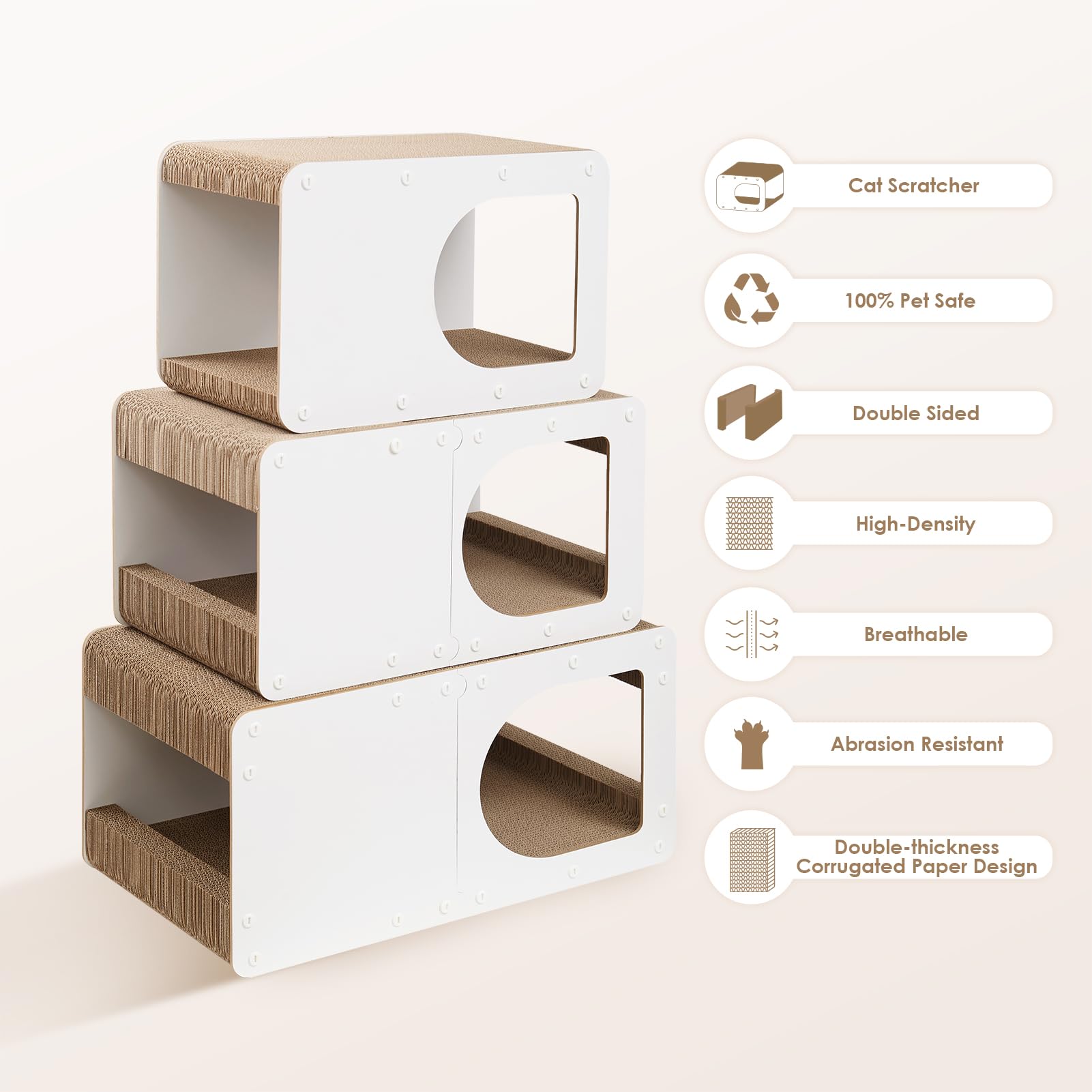 EHEYCIGA Cardboard Cat Scratcher House side view showing sturdy frame.