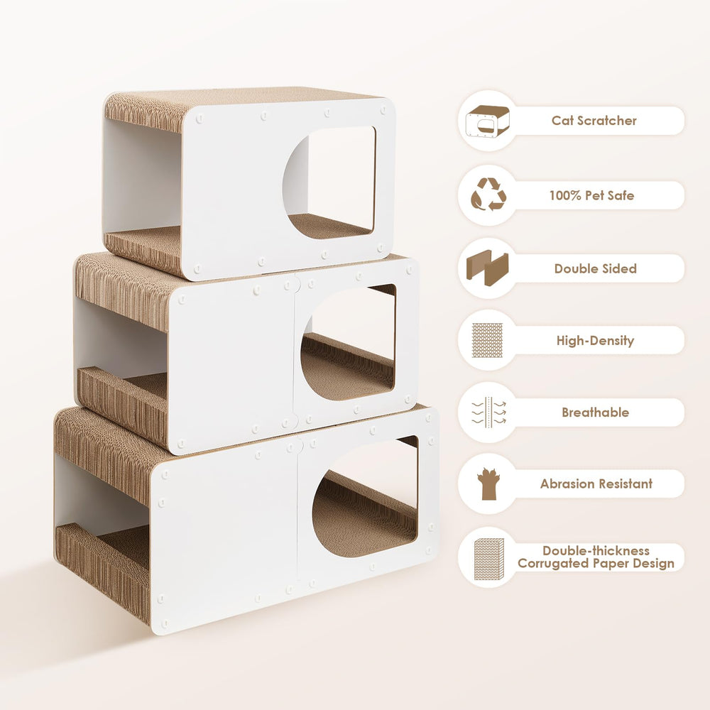 EHEYCIGA Cardboard Cat Scratcher House side view showing sturdy frame.
