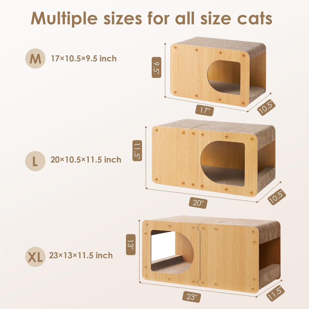 EHEYCIGA cardboard cat scratcher house wooden frame enhances stability during scratching
