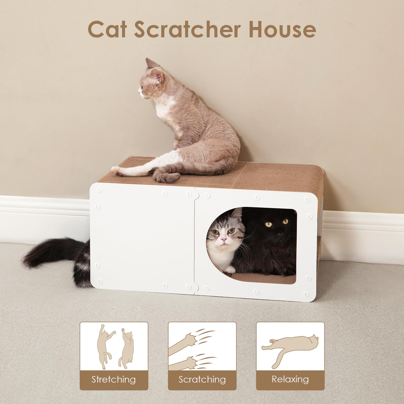 EHEYCIGA Cardboard Cat Scratcher House close-up of surface texture and material