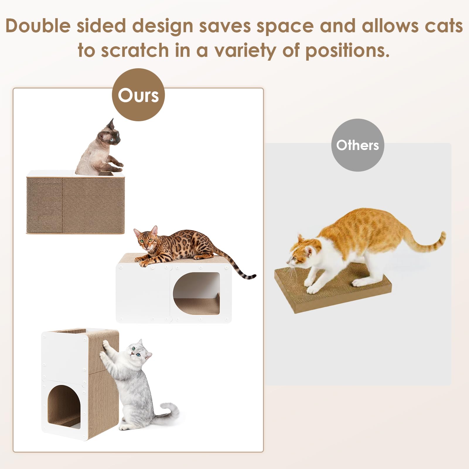 EHEYCIGA cat scratcher top view emphasizes multi-surface access for scratching and lounging
