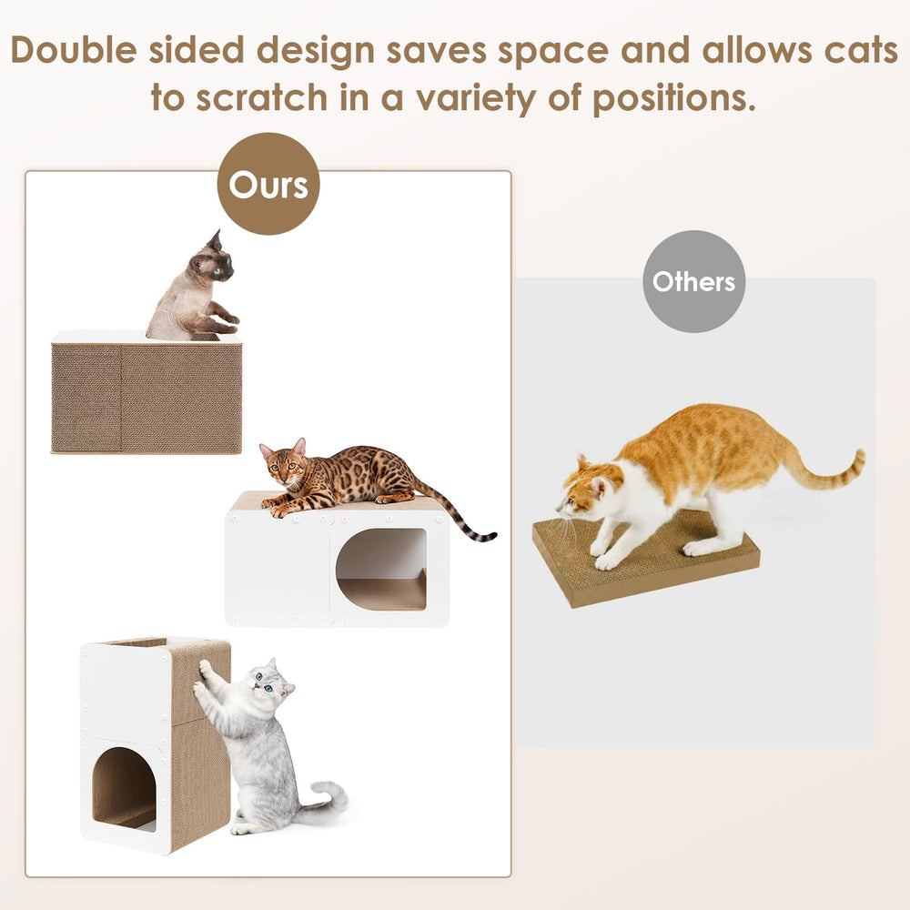 EHEYCIGA cat scratcher top view emphasizes multi-surface access for scratching and lounging