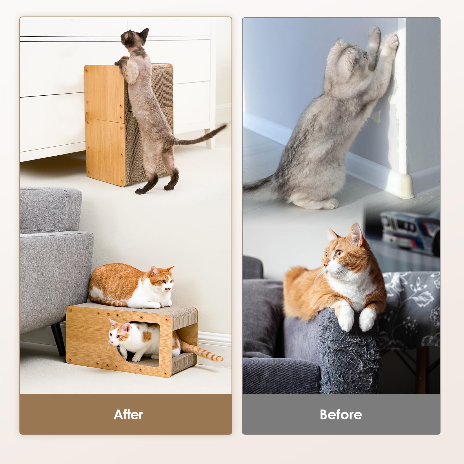EHEYCIGA cardboard cat scratcher house top view emphasizes multi-scratch surfaces for claws and play.