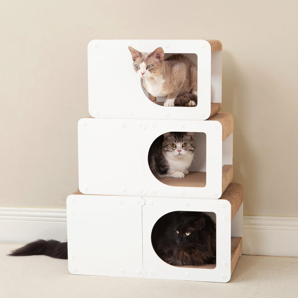 EHEYCIGA Cardboard Cat Scratcher House white finish in a room setting