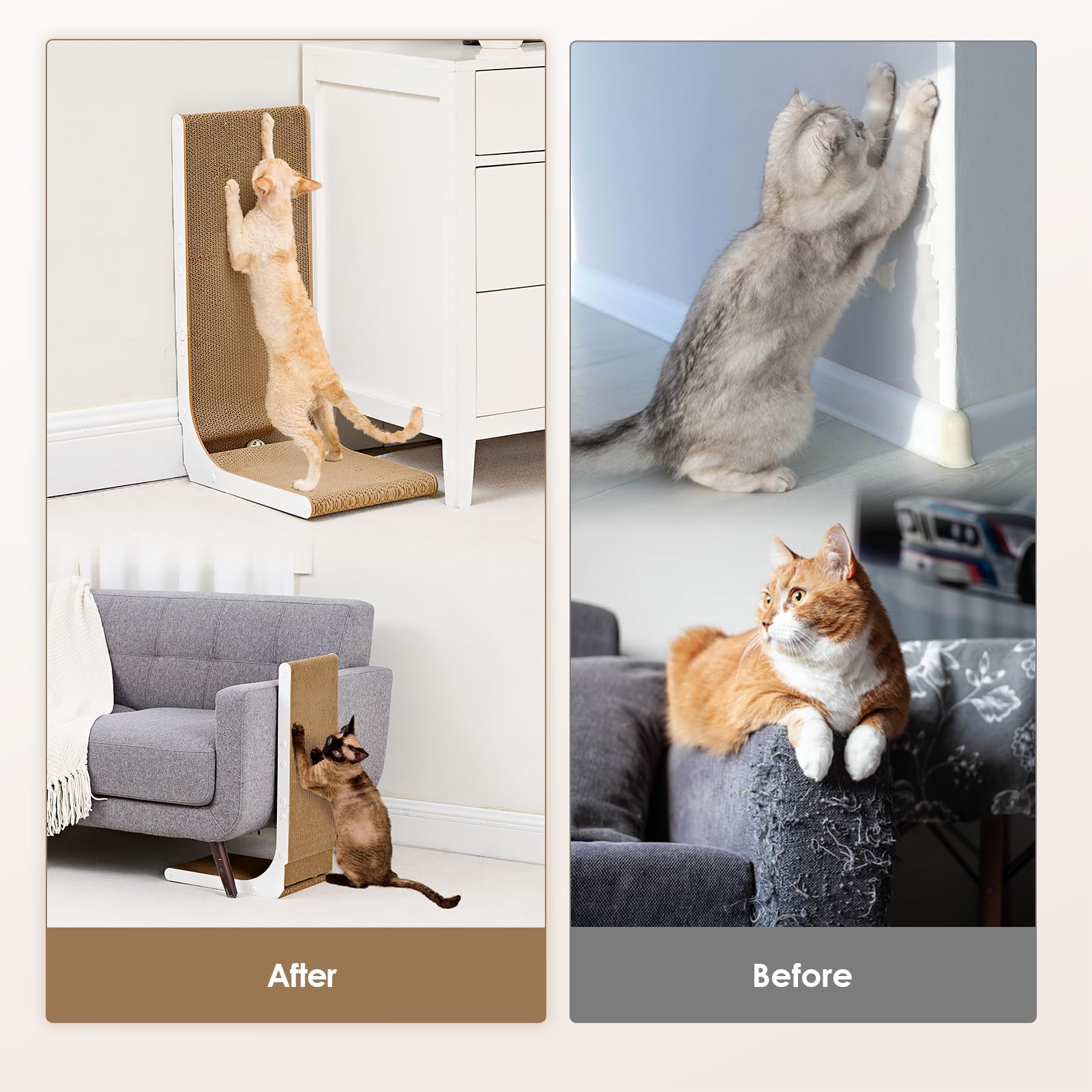 EHEYCIGA cat scratcher surface closeup shows durable non-toxic corrugated paper.