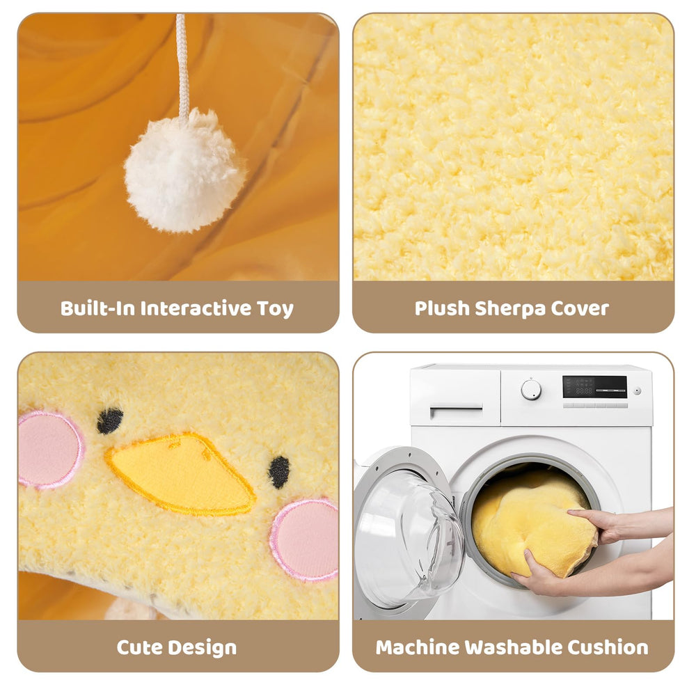 EHEYCIGA cat tunnel bed circle cushion is removable for easy machine washing.