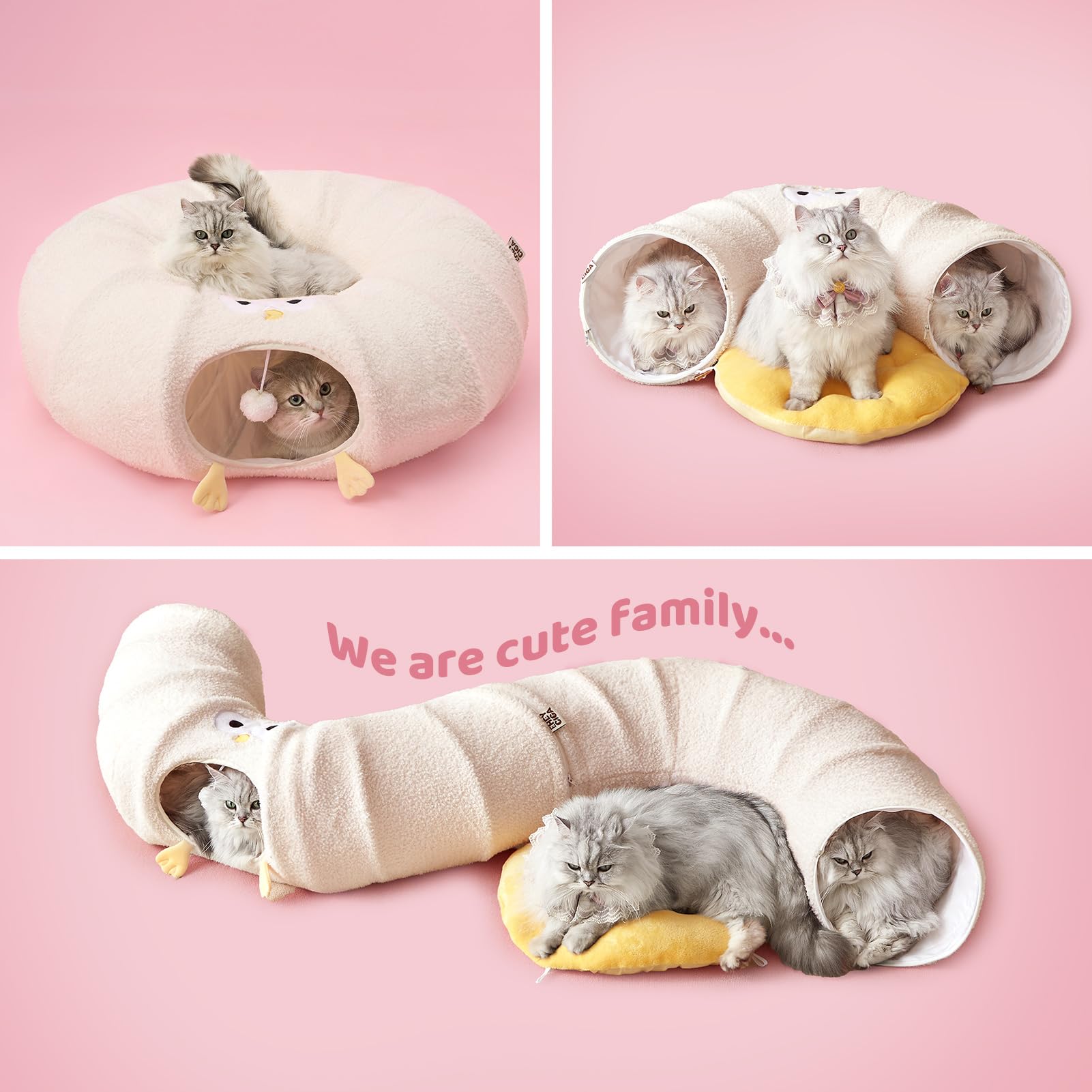 EHEYCIGA Cat Tunnel Bed features embroidered cute patterns for charm
